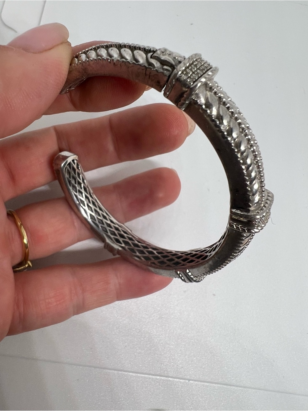 Sterling Silver Rope-Detail Cuff Bracelet